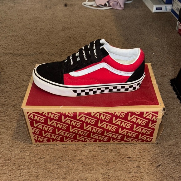 Vans Black and Red Velcro Sneakers - Picture 3 of 11